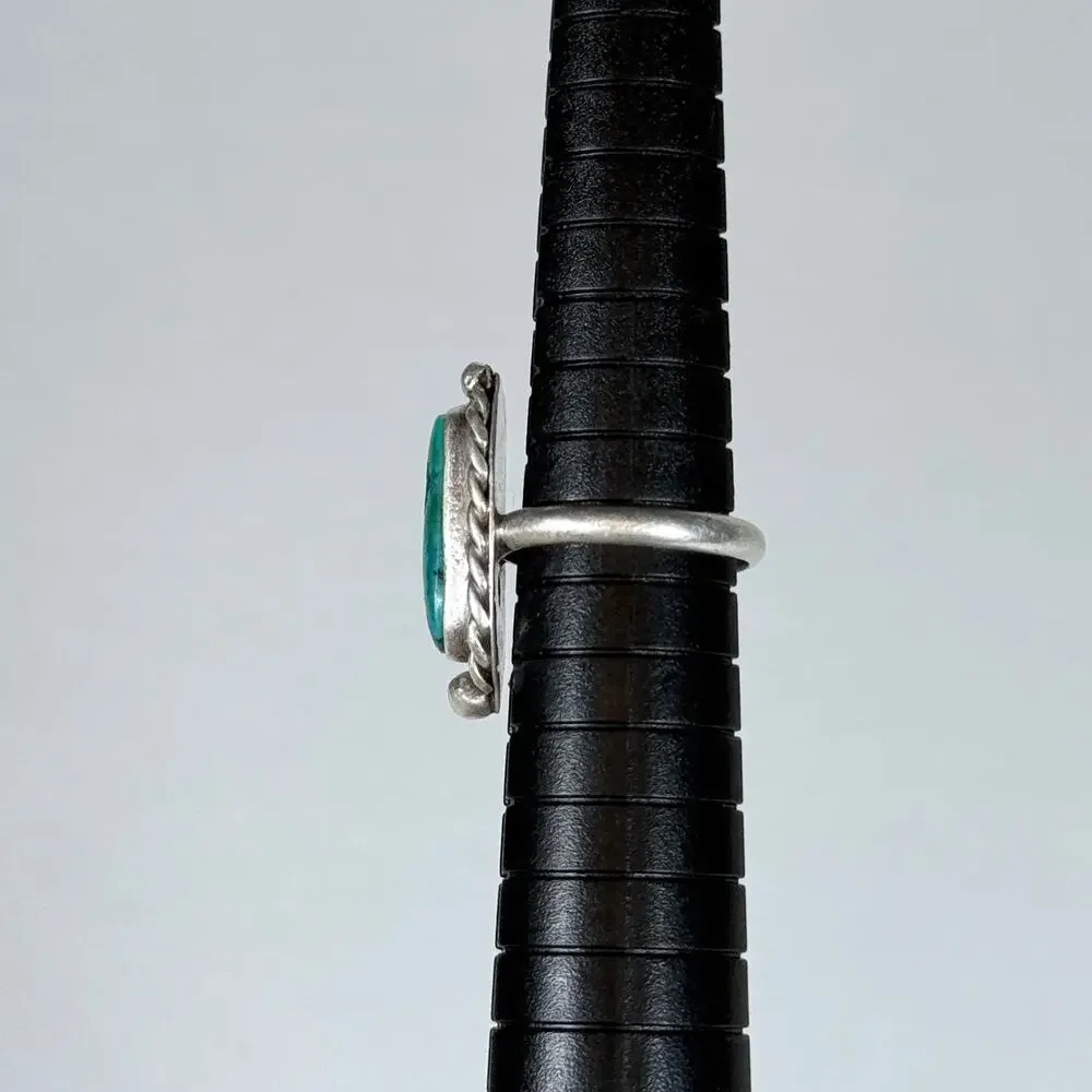 Vintage Navajo Sterling Silver Turquoise Ring 5us Size 3.9g